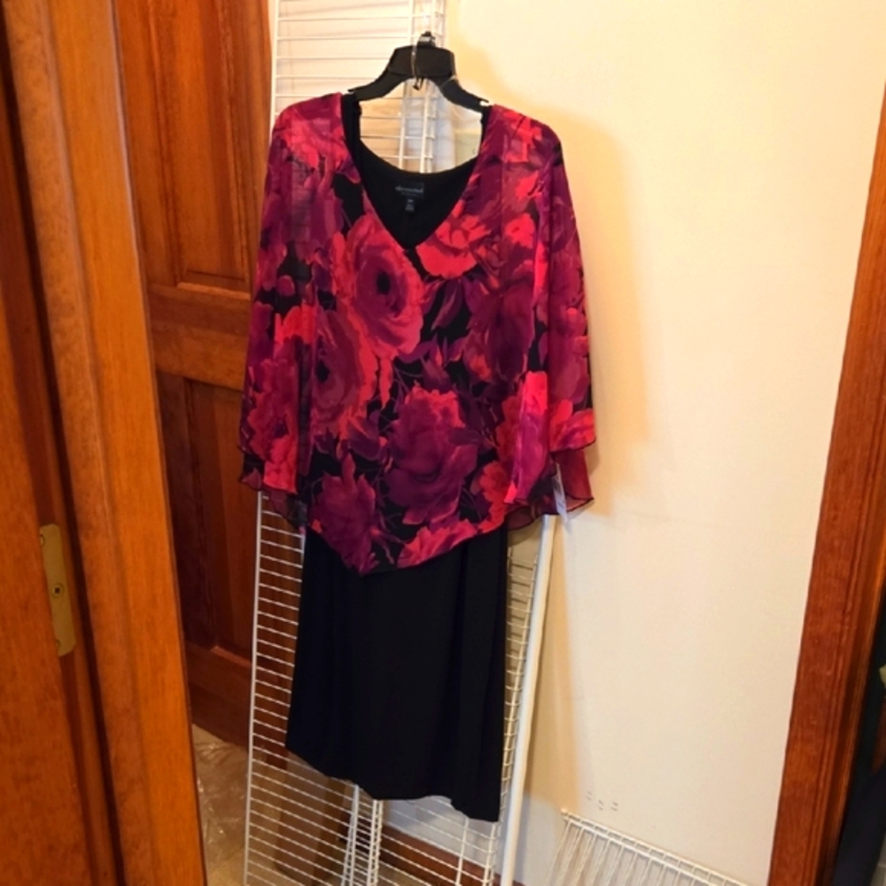 Connected Apparel Elegant Magenta Floral Midi Dress